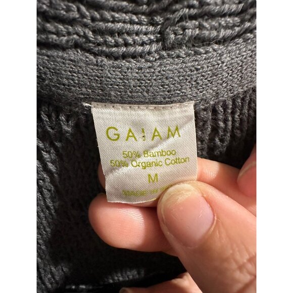 🍒 2/$20 Gaiam Gray Open Front Cardigan Sweater M 50% Bamboo 50% Organic Cotton - Picture 4 of 6